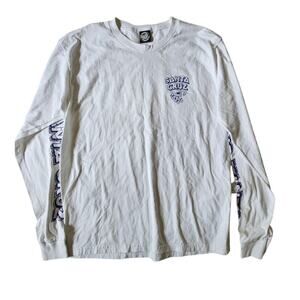 Santa Cruz Original Boardwalk Long Sleeve Men White Tee Size X-Large